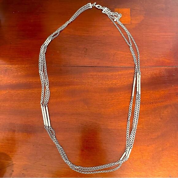 Chico’s Necklace 3 Strand Multi Silver Tone Link Long Southwest Western Vibes - Picture 1 of 9
